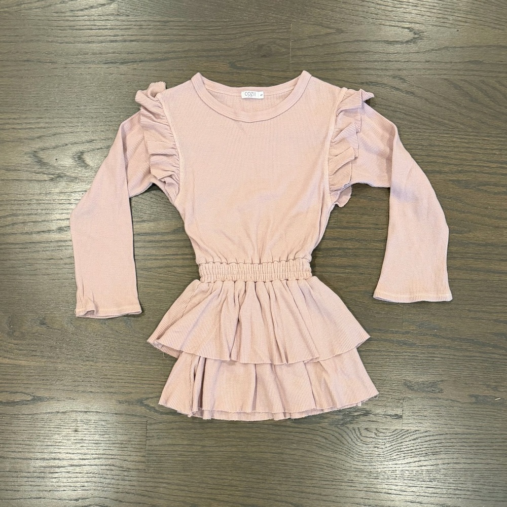 $64 Cozii Long-Sleeve Ruffle Dress